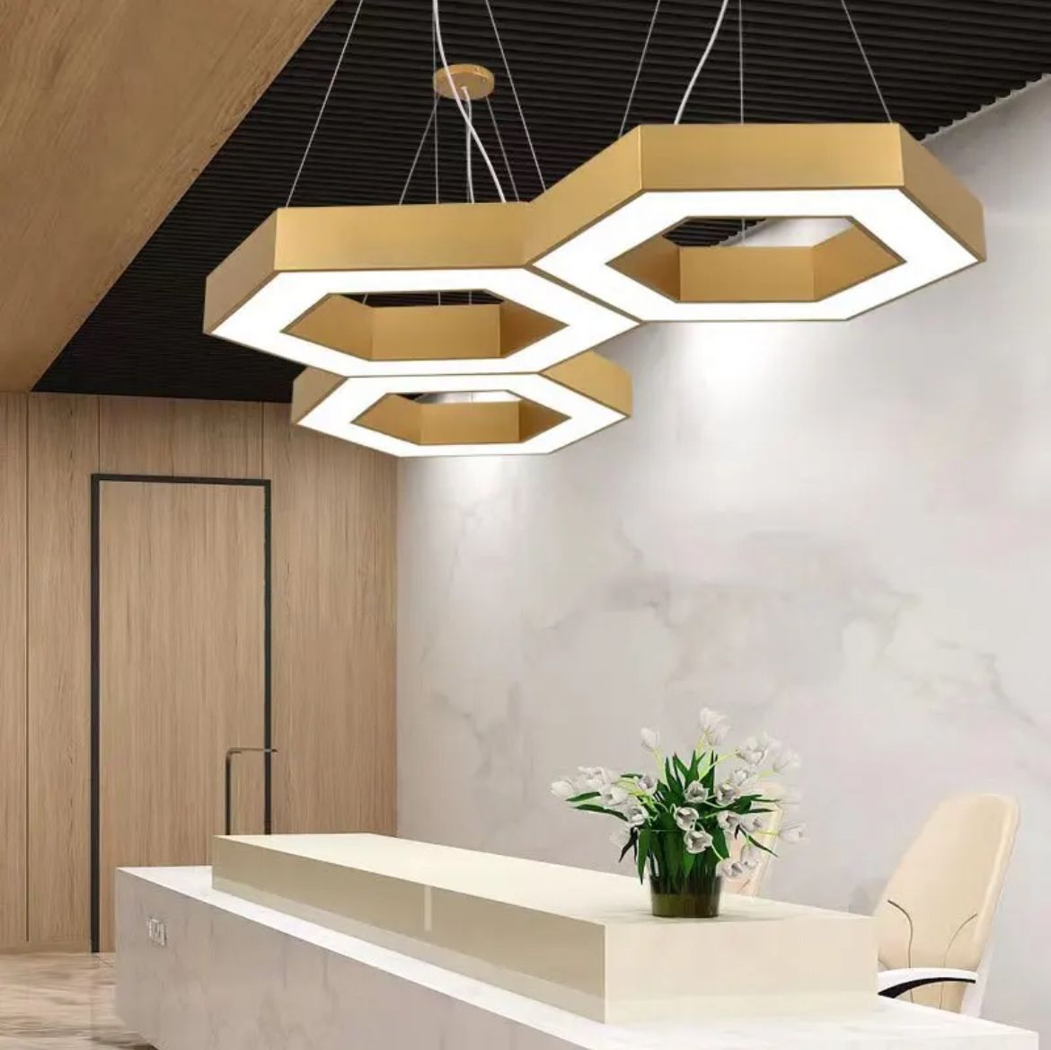 Lustre LED Hexagonale - GRIDGLOW